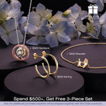 Sterling Silver Necklace and Bracelet and Earrings Set, Featuring Dual Plating in White Gold and Rose Gold and 14K Gold
