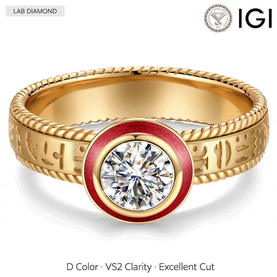 IGI Certified Lab-Grown Round Brilliant Cut Diamond - Solitaire Classic Engagement Ring 14K Yellow Gold Plated (Includes IGI Certification from International Gemological Institute)