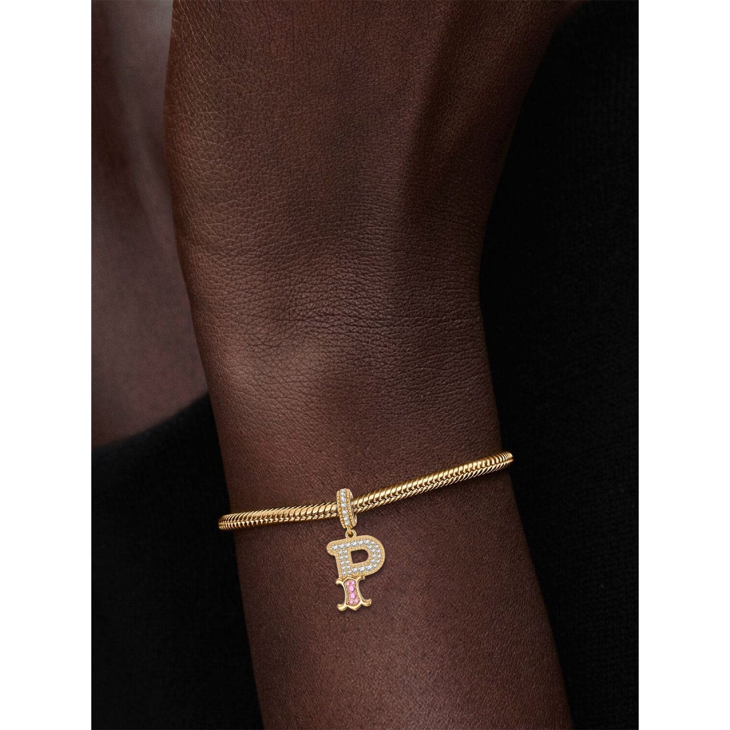 Letter P Tarnish-resistant Silver Dangle Charms In 14K Gold Plated