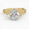 Secret Garden · 2.0 CT Oval Lab-Grown Diamond Ring with Vine Leaf Accent Band & Claw Setting in Solid 14K Yellow Gold · (Includes IGI Certification from International Gemological Institute)