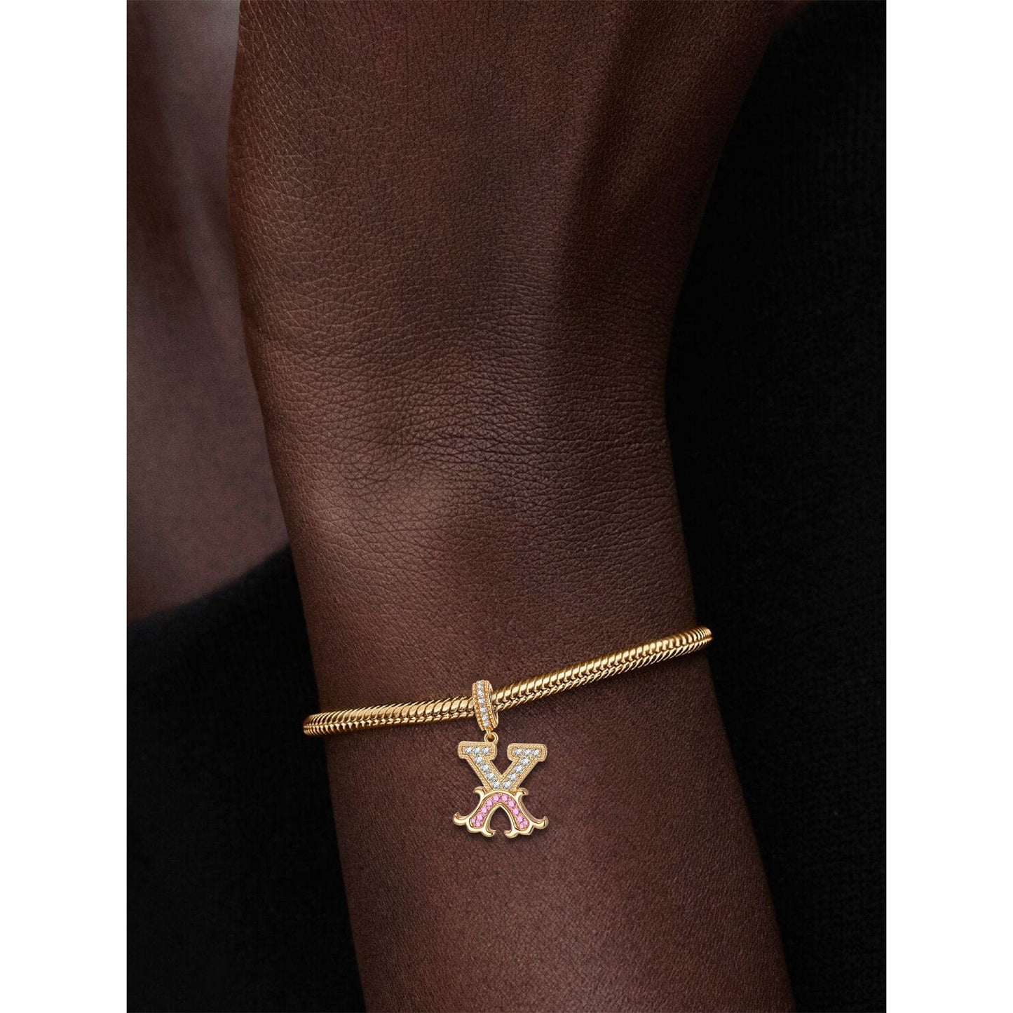 Letter X Tarnish-resistant Silver Dangle Charms In 14K Gold Plated