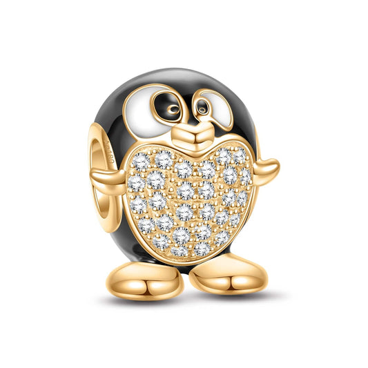 gon- Cute PenguIn Tarnish-resistant Silver Charms With Enamel In 14K Gold Plated
