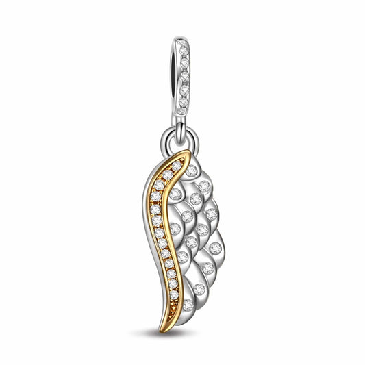 gon- Sterling Silver Angel Wings Charms In White Gold Plated