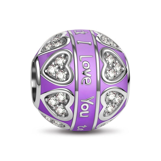 gona- Sterling Silver Purple I Love You Charms With Enamel In White Gold Plated