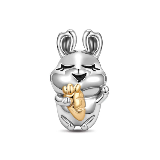 gon- Sterling Silver Lovely Rabbit Charms In White Gold Plate