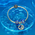 Jellyfish Tarnish-resistant Silver Charms With Enamel In 14K Gold Plated