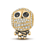 Cute Mummy Tarnish-resistant Silver Charms With Enamel In 14K Gold Plated