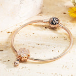 Encounter With Clover Tarnish-resistant Silver Dangle Charms With Enamel In Rose Gold Plated