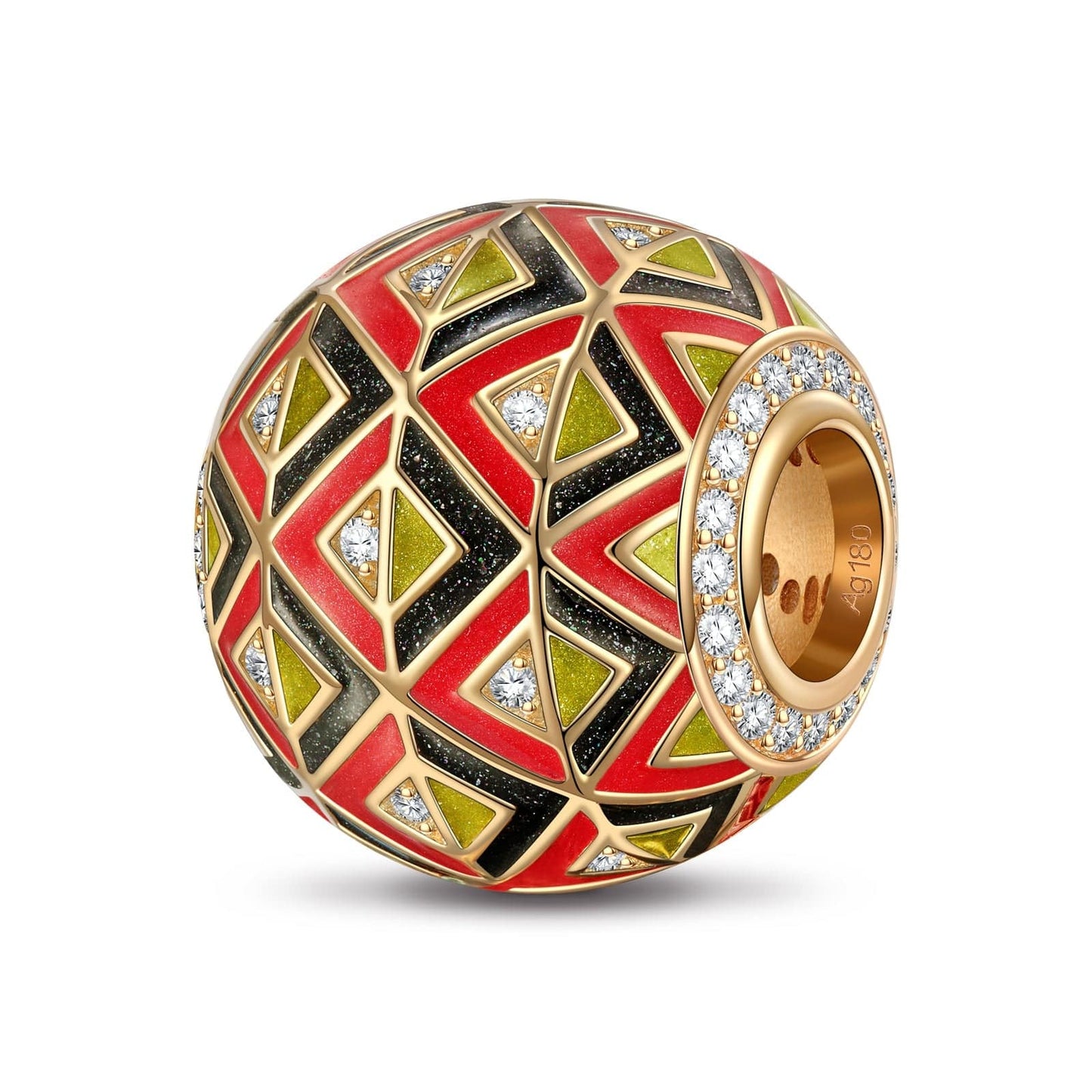 Colour Kaleidoscope Tarnish-resistant Silver Charms With Enamel In 14K Gold Plated