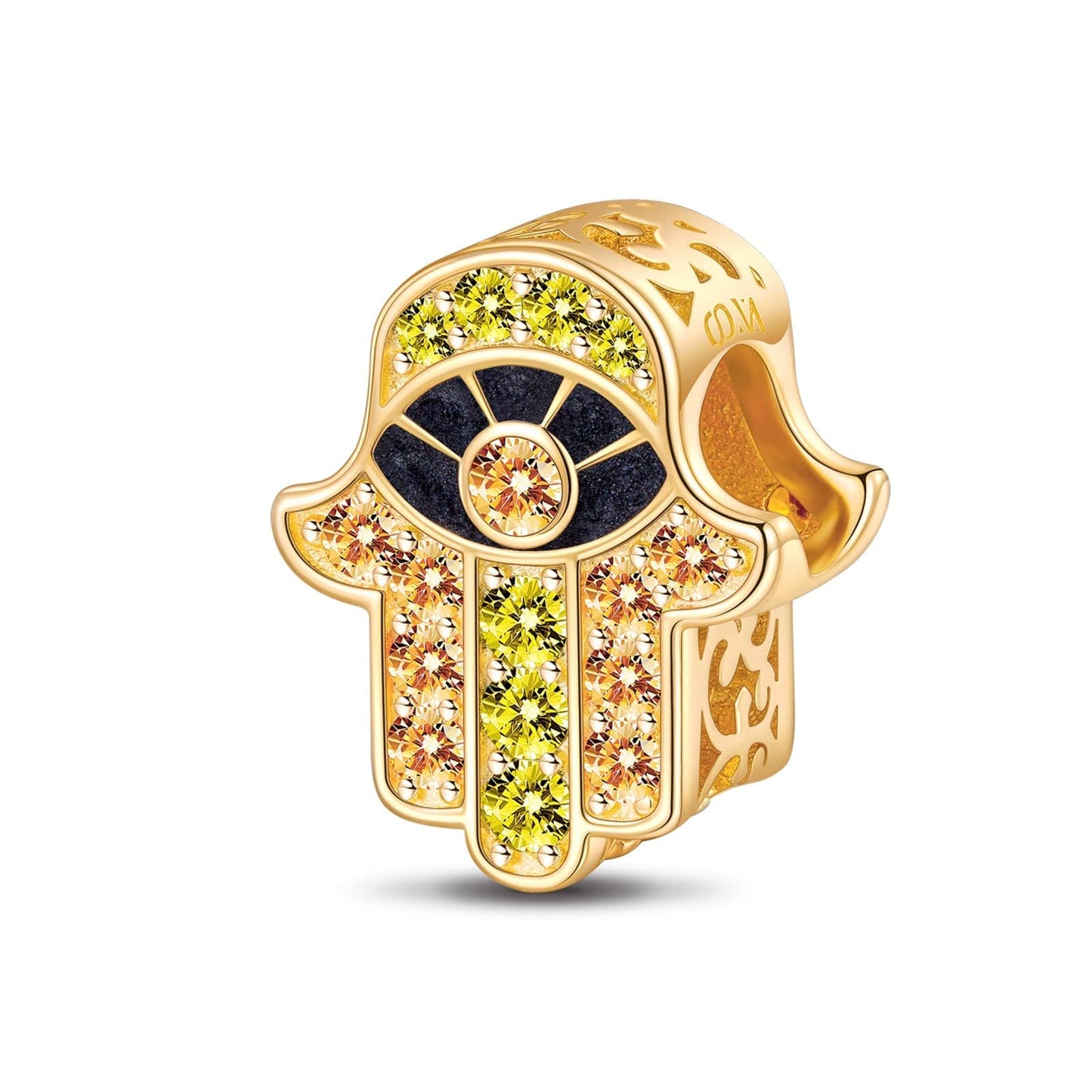 Hamasa Hand Tarnish-resistant Silver Charms With Enamel In 14K Gold Plated