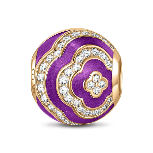 gon- Purple Lucky Surround Tarnish-resistant Silver Charms With Enamel In 14K Gold Plated