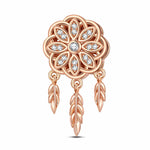 Dreamcatcher Tarnish-resistant Silver Dangle Charms In Rose Gold Plated