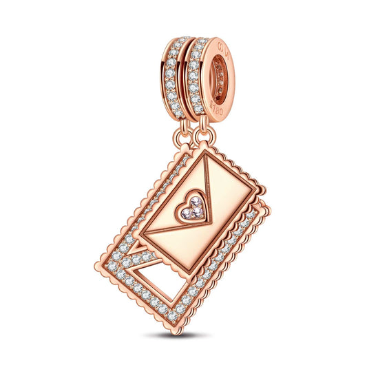 gon- Love Letter Tarnish-resistant Silver Dangle Charms In Rose Gold Plated