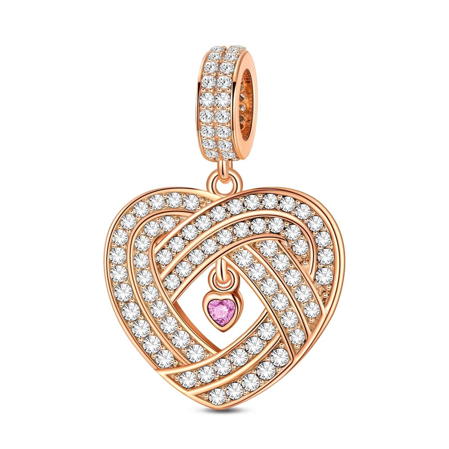 Embracing Love Tarnish-resistant Silver Dangle Charms In Rose Gold Plated