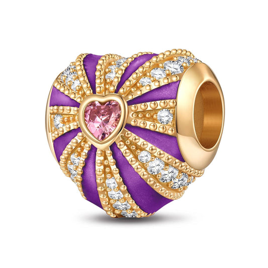 gon- Purple Glow of Love Tarnish-resistant Silver Charms With Enamel In 14K Gold Plated