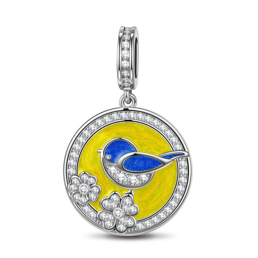 gon- Spring Chanting Tarnish-resistant Silver Dangle Charms With Enamel In White Gold Plated