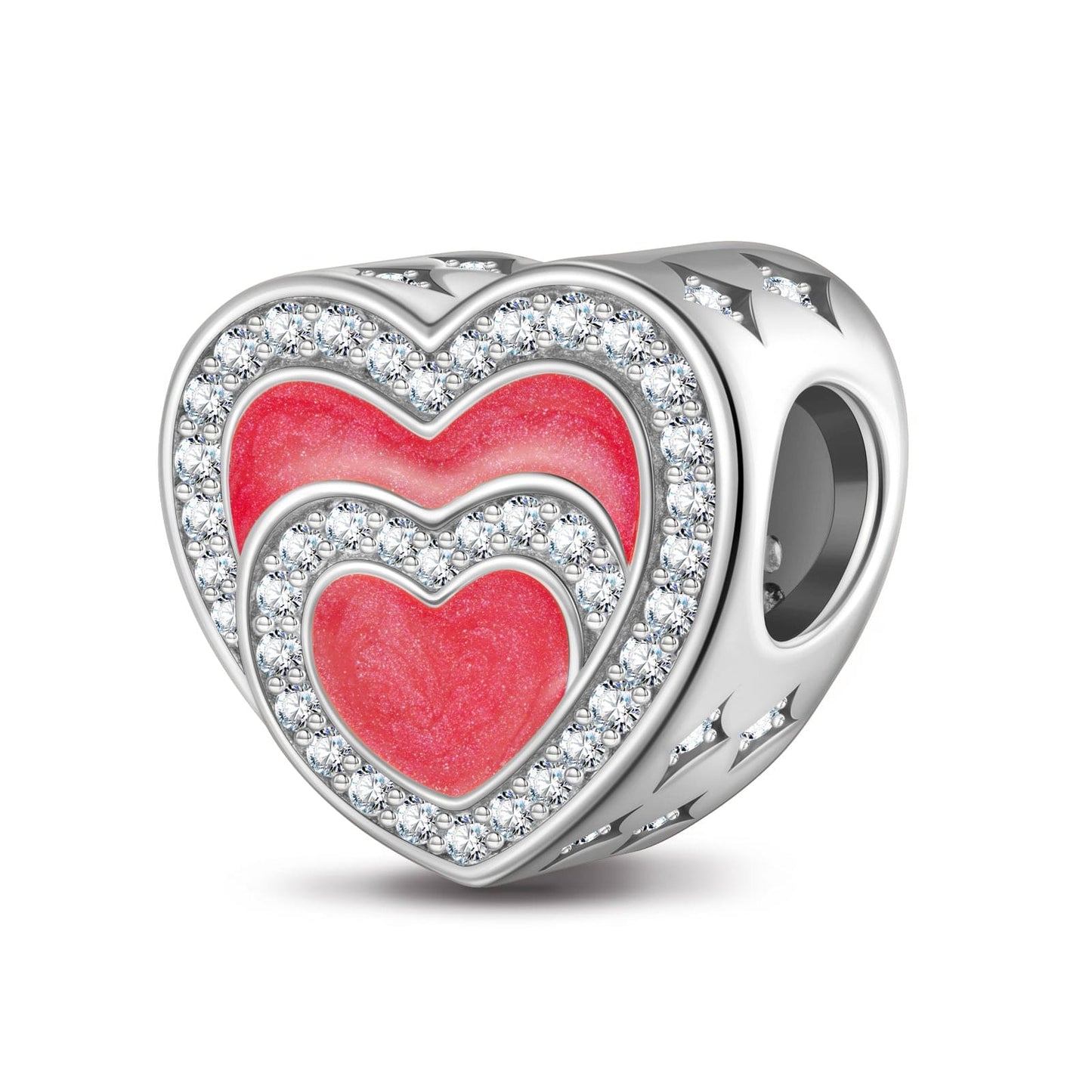 Heart To Heart Tarnish-resistant Silver Charms With Enamel In White Gold Plated