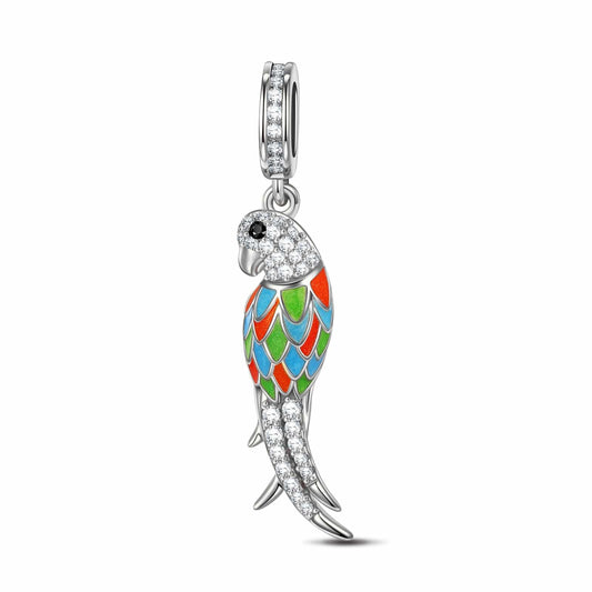 gona- Kingfisher Tarnish-resistant Silver Dangle Charms With Enamel In White Gold Plated