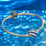 White Sea Waves Tarnish-resistant Silver Charms With Enamel In 14K Gold Plated