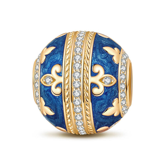 gon- Blue Iris Tarnish-resistant Silver Charms With Enamel In 14K Gold Plated - GONA