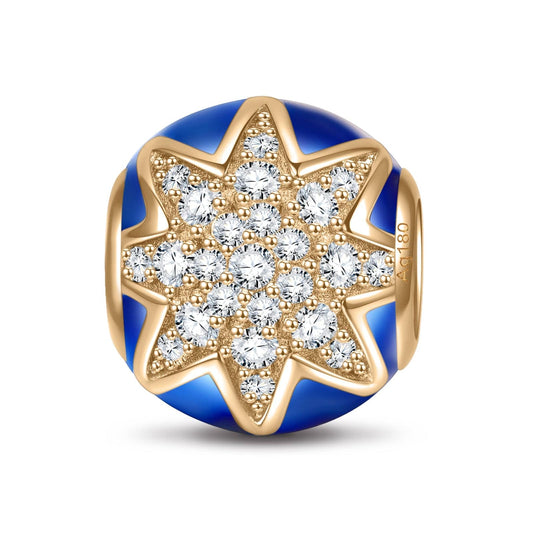 gon- Blue Stars Shine Bright Tarnish-resistant Silver Charms With Enamel In 14K Gold Plated - GONA