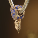 Blue Dreamcatcher Tarnish-resistant Silver Dangle Charms With Enamel In 14K Gold Plated
