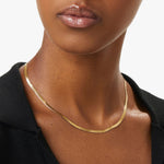 Sterling Silver 3.2mm Flat Snake Chain Necklace In 14K Gold Plated