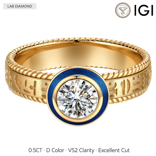 gona- IGI Certified Lab-Grown Round Brilliant Cut Diamond - Solitaire Classic Engagement Ring 14K Yellow Gold Plated (Includes IGI Certification from International Gemological Institute)