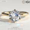 2ct Round Lab-Grown Diamond Solitaire Ring with Claw Setting in Solid 14K Yellow Gold (Includes IGI Certification from International Gemological Institute)