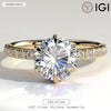 2ct Round Lab-Grown Diamond Ring with Wraparound Hidden Halo & Pave Band Cathedral Setting in Solid 14K Yellow Gold (Includes IGI Certification from International Gemological Institute)