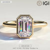 2ct Emerald-Cut Lab-Grown Diamond Ring with Bezel Setting Cathedral Setting in Solid 14K Yellow Gold (Includes IGI Certification from International Gemological Institute)