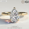 2ct Pear Lab-Grown Diamond Solitaire Ring with Claw Setting in Solid 14K Yellow Gold (Includes IGI Certification from International Gemological Institute)