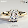 2ct Radiant Lab-Grown Diamond Ring with Wraparound Hidden Halo Claw Setting in Solid 14K Yellow Gold (Includes IGI Certification from International Gemological Institute)