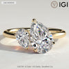 Toi et Moi Pear Lab-Grown Diamond Ring 2.0ct & 1.0ct Pear Dual Stones ¡¤ Claw Setting Tarnish-resistant Silver In 14K Gold Plated (Includes IGI Certification from International Gemological Institute)