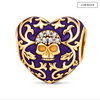 Gothic Skull Heart Filigree Charm With Purple Enamel In Tarnish-resistant Silver