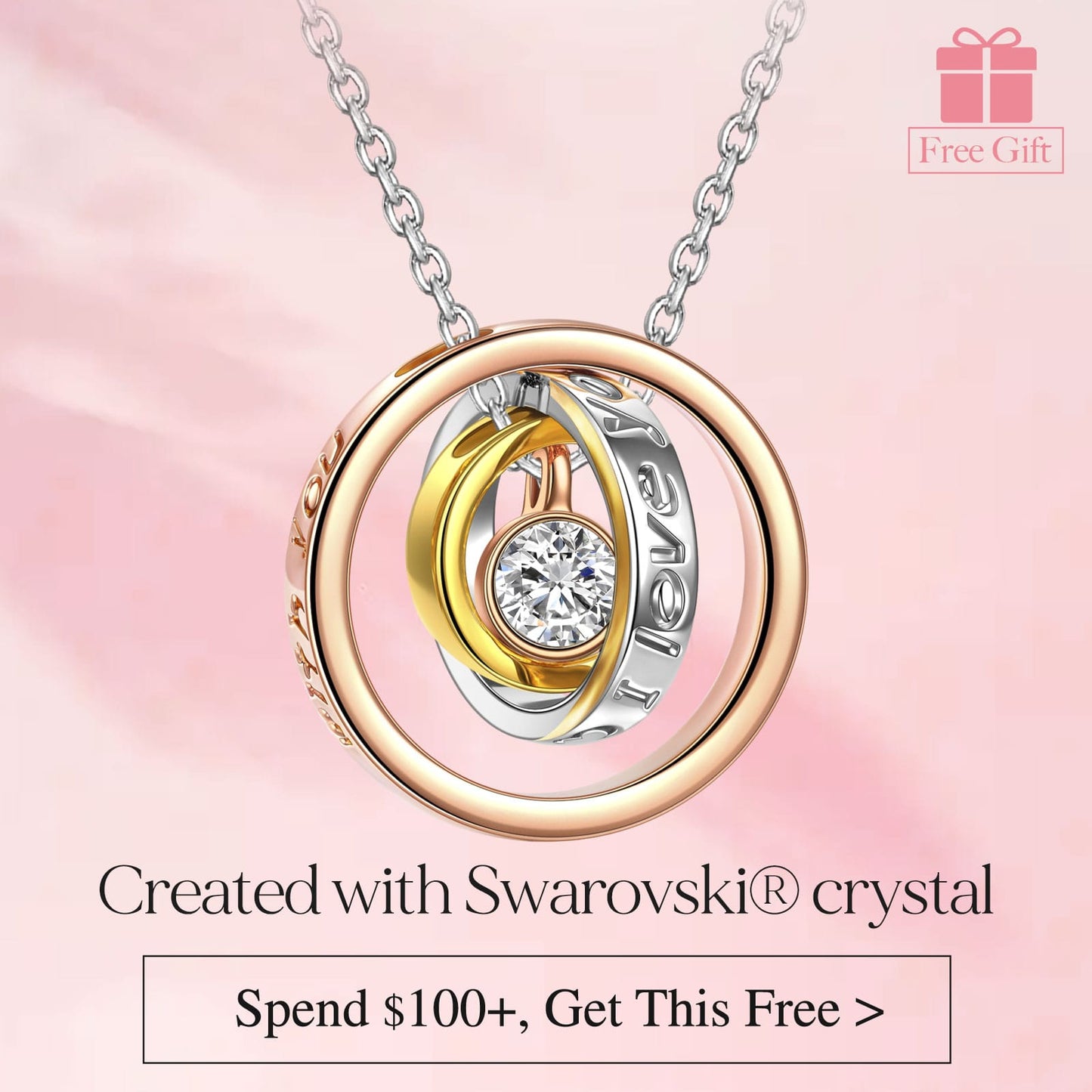 Mother‘s Day Exclusive: Spend $100+ in a Single Purchase to Get This Layered Circle Pendant Necklace in 14K Gold Plated - Created With Swarovski® Crystal for FREE (Ships With Order, No Need to Add to Cart)