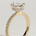 2ct Round Lab-Grown Diamond Ring with Wraparound Hidden Halo & Pave Band Cathedral Setting Tarnish-resistant Silver In 14K Gold Plated (Includes IGI Certification from International Gemological Institute)