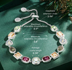 Lucky 7 Multi-Color Crystal Wish Bracelet, White Gold Plated - Handcrafted with Swarovski® Crystals, Adjustable Bolo Slider, Fits Wrist Sizes 5.6" - 8.9"