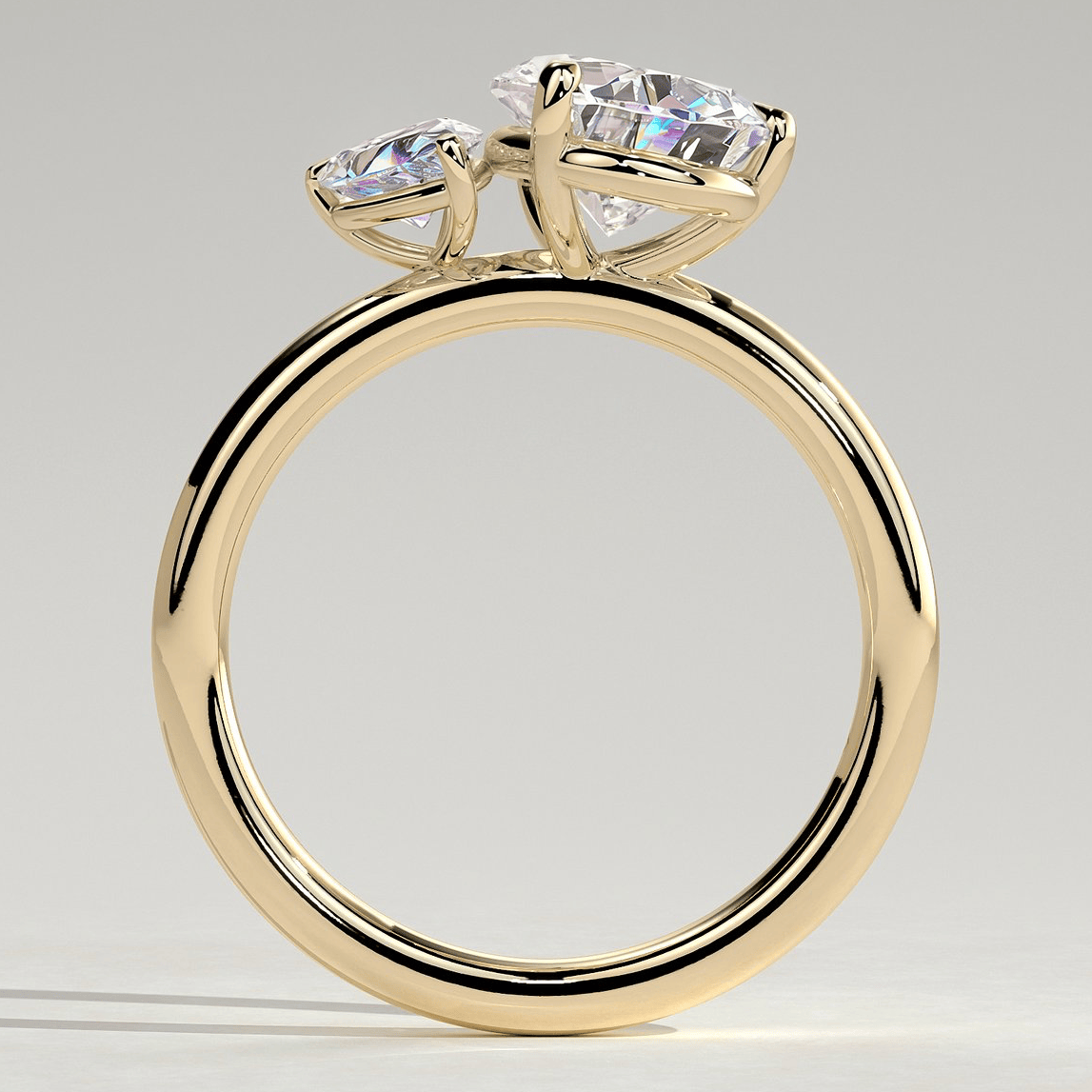 Toi et Moi Pear Lab-Grown Diamond Ring 2.0ct & 1.0ct Pear Dual Stones ¡¤ Claw Setting Tarnish-resistant Silver In 14K Gold Plated (Includes IGI Certification from International Gemological Institute)
