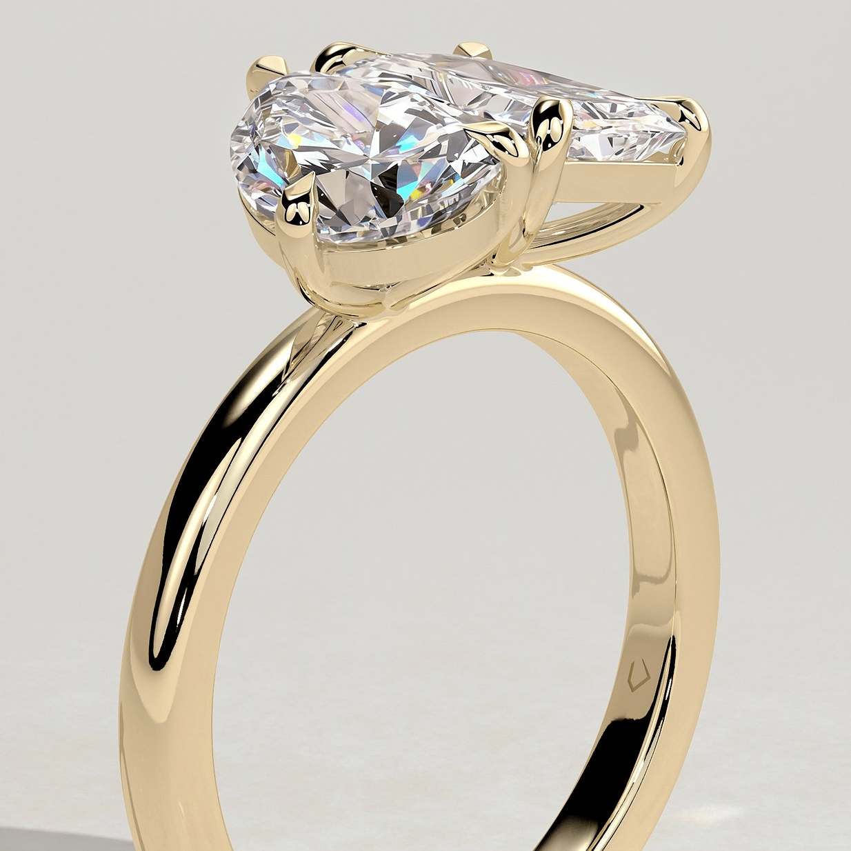 Toi et Moi Radiant & Pear Lab-Grown Diamond Ring 1.5ct & 1.0ct Dual Stones Claw Setting Tarnish-resistant Silver In 14K Gold Plated (Includes IGI Certification from International Gemological Institute)