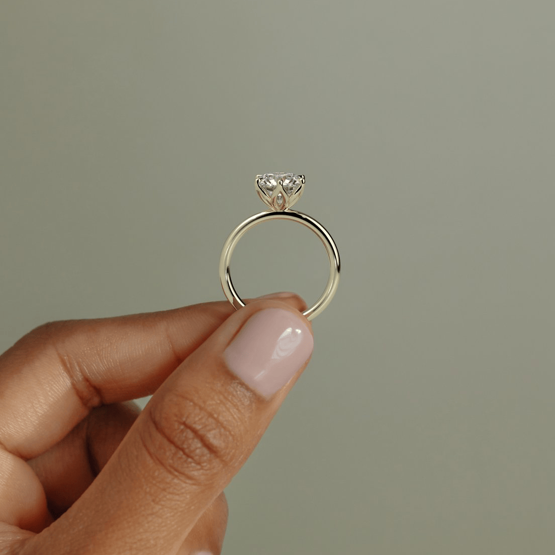 2ct Round Lab-Grown Diamond Solitaire Ring with Petal Gallery Claw Setting Tarnish-resistant Silver In 14K Gold Plated (Includes IGI Certification from International Gemological Institute)