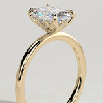 2ct Elongated Cushion Lab-Grown Diamond Ring with Petal Gallery & Leaf Detail Claw Setting Tarnish-resistant Silver In 14K Gold Plated (Includes IGI Certification from International Gemological Institute)