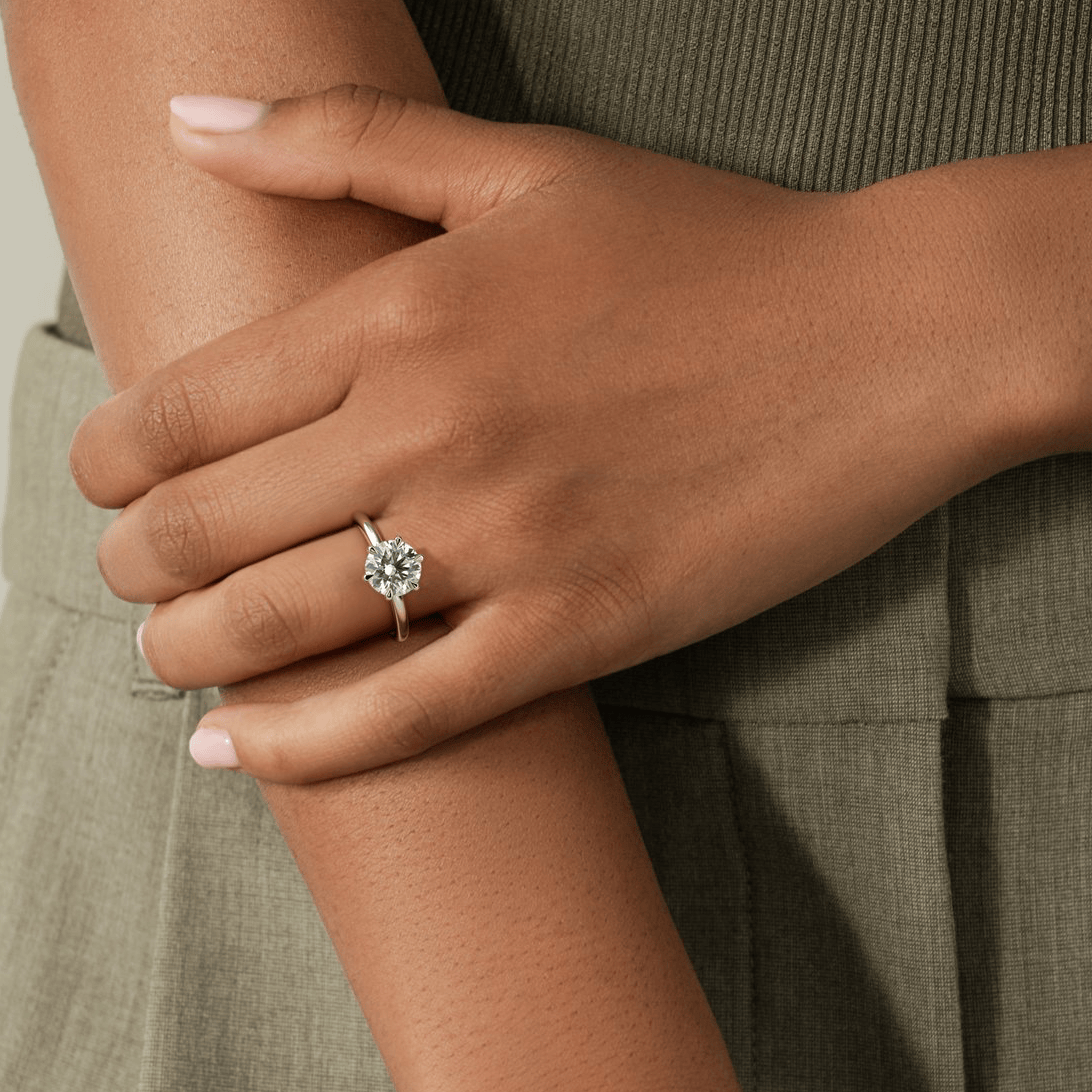 2ct Round Lab-Grown Diamond Solitaire Ring with Claw Setting in Solid 14K Yellow Gold (Includes IGI Certification from International Gemological Institute)