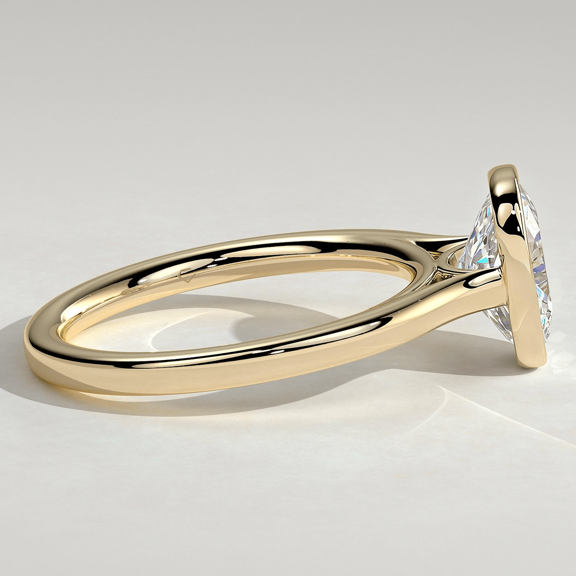 2ct Elongated Cushion Lab-Grown Diamond Ring with Bezel Setting Cathedral Setting Tarnish-resistant Silver In 14K Gold Plated (Includes IGI Certification from International Gemological Institute)