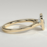 2ct Elongated Cushion Lab-Grown Diamond Ring with Bezel Setting Cathedral Setting Tarnish-resistant Silver In 14K Gold Plated (Includes IGI Certification from International Gemological Institute)