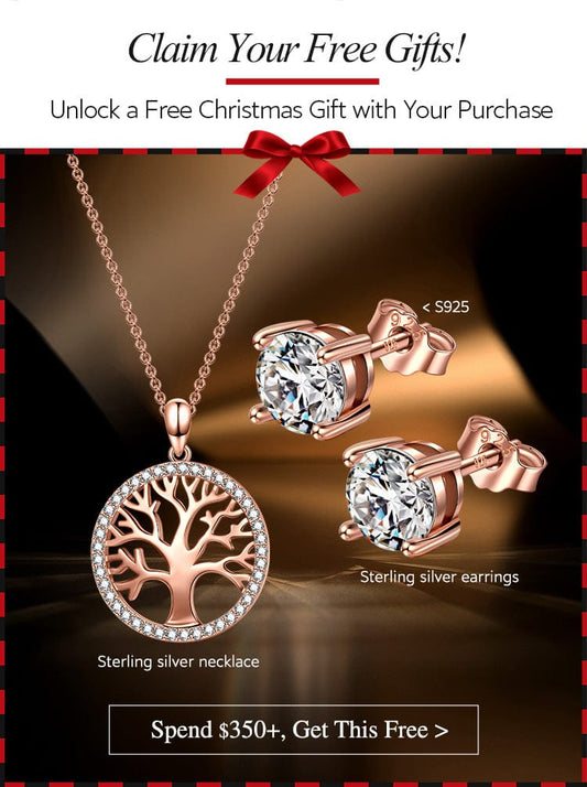 gona- Christmas Exclusive: Spend Over $350 In A Single Purchase To Get This Sterling Silver Tree of Life Necklace and Earrings Set In Rose Gold Plated For FREE - (Ships With Order, No Need To Add To Cart)