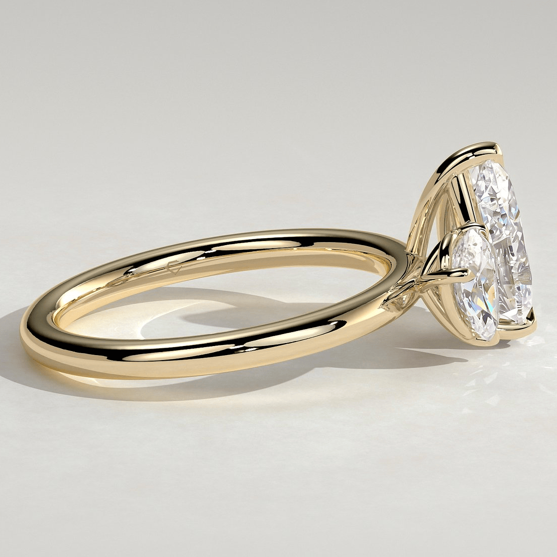 Toi et Moi Pear Lab-Grown Diamond Ring 2.0ct & 1.0ct Pear Dual Stones ¡¤ Claw Setting Tarnish-resistant Silver In 14K Gold Plated (Includes IGI Certification from International Gemological Institute)
