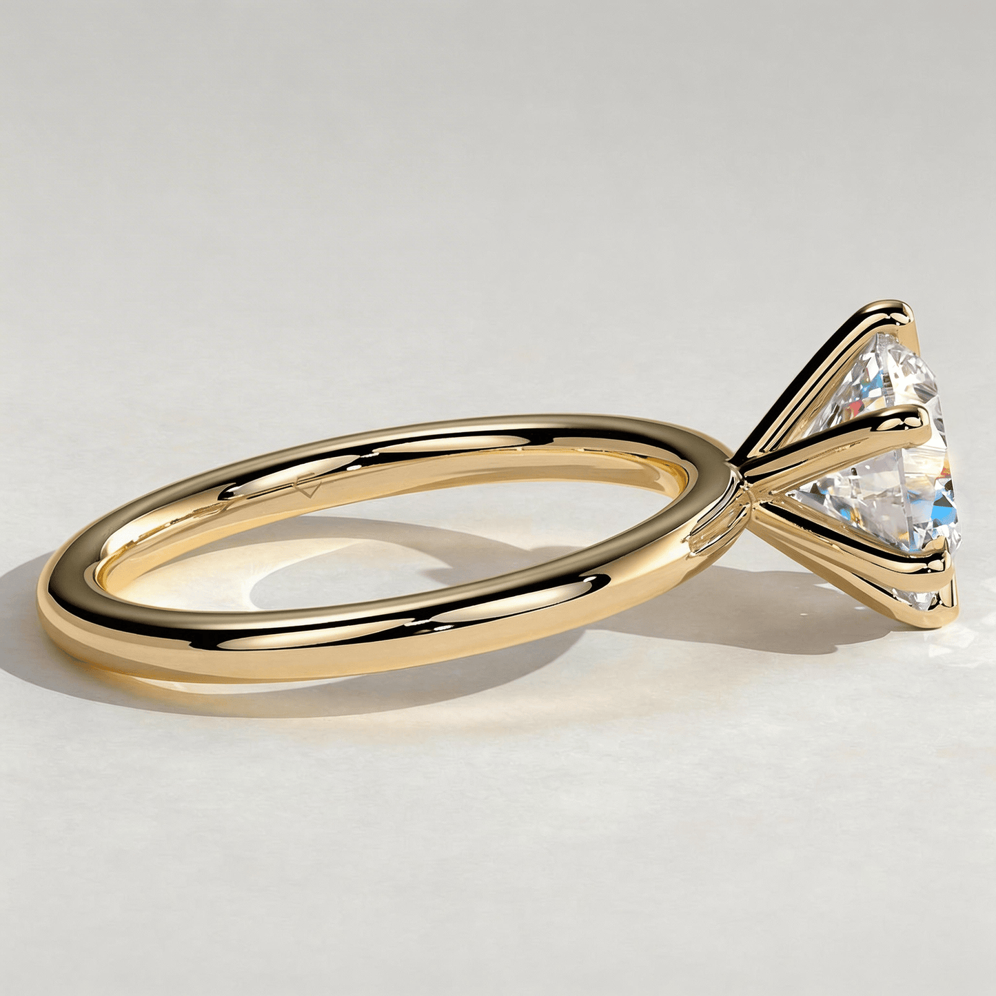 2ct Round Lab-Grown Diamond Solitaire Ring with Claw Setting in Solid 14K Yellow Gold (Includes IGI Certification from International Gemological Institute)