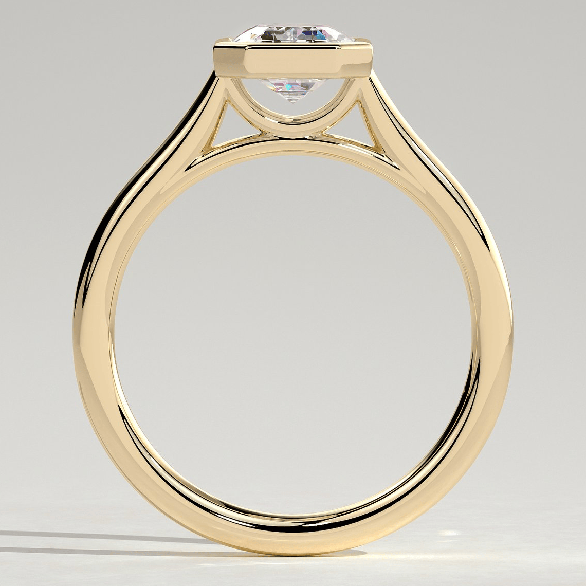 2ct Emerald-Cut Lab-Grown Diamond Ring with Bezel Setting Tarnish-resistant Silver In 14K Gold Plated (Includes IGI Certification from International Gemological Institute）