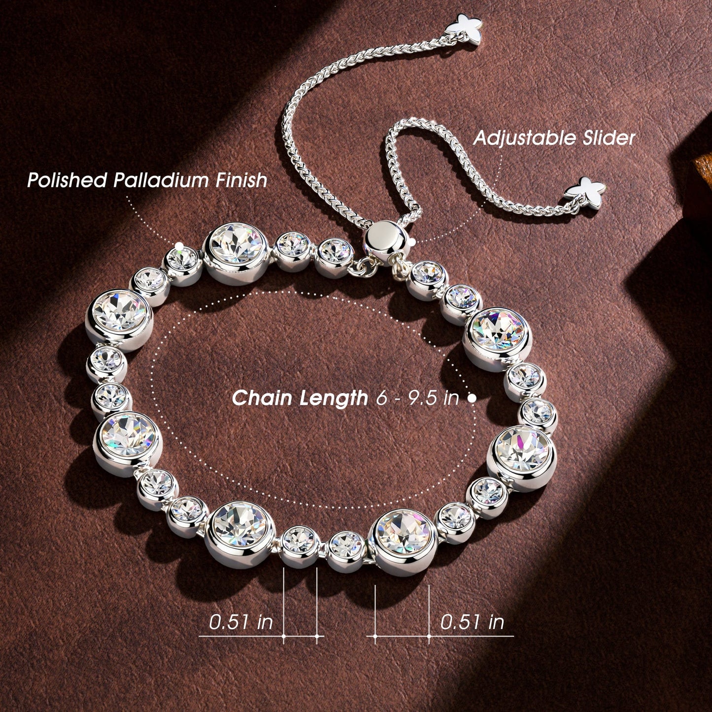 Classic Pave Created with Swarovski® Crystals Tarnish-Resistant Silver Bracelet In White Gold Plated